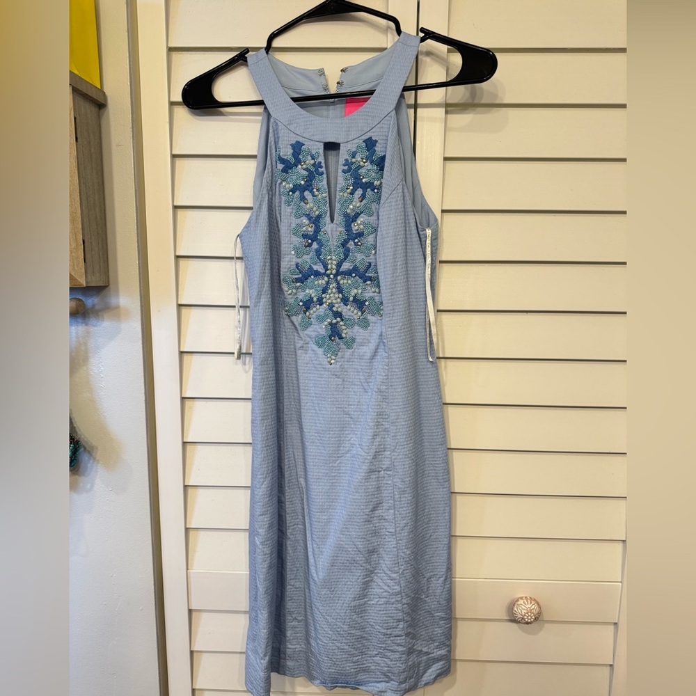 Lilly Pulitzer Light Blue Embroidered Mini Dress